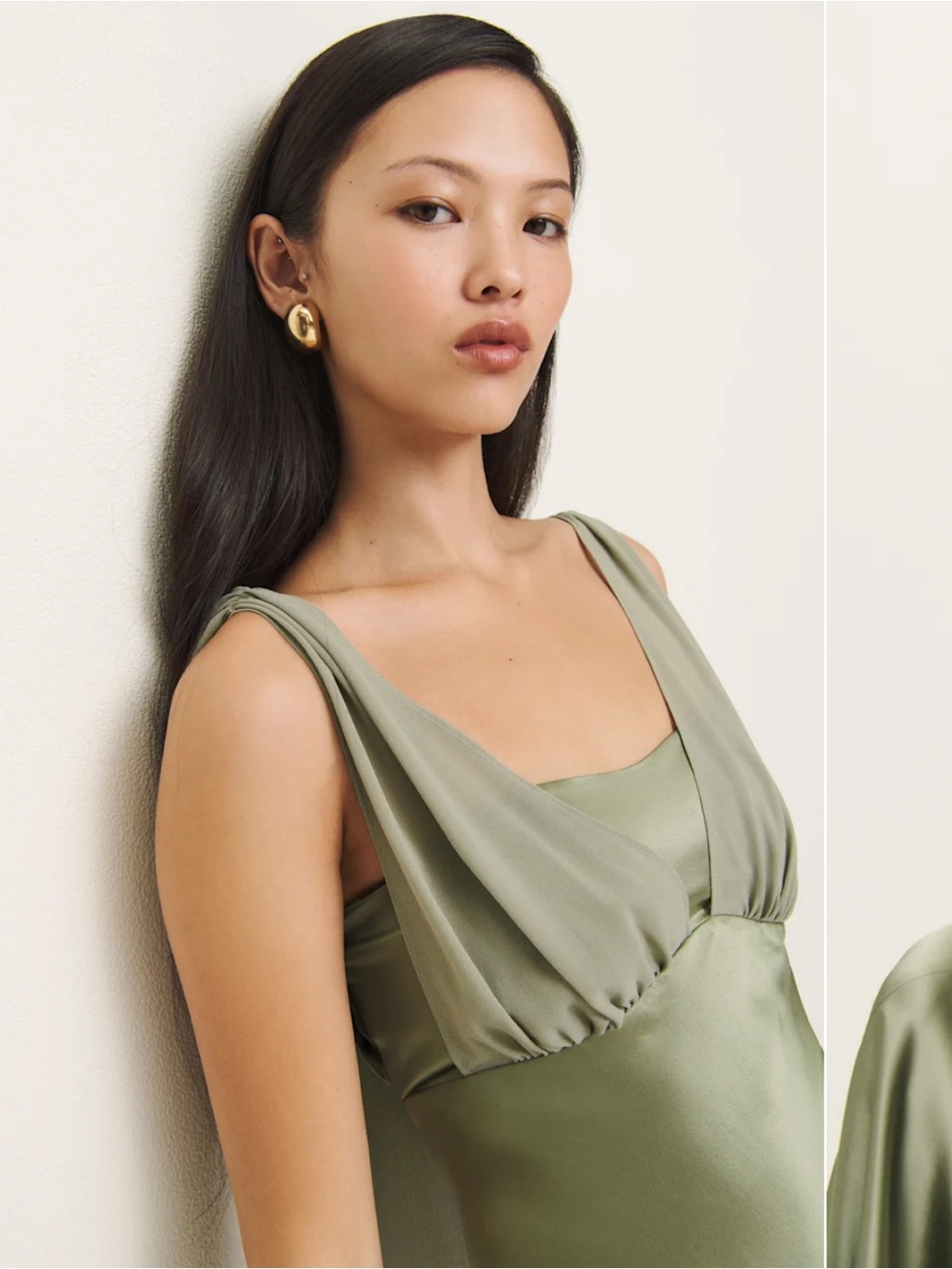 Reformation Lune Dress Green - Size 2 - Picture 2 of 7